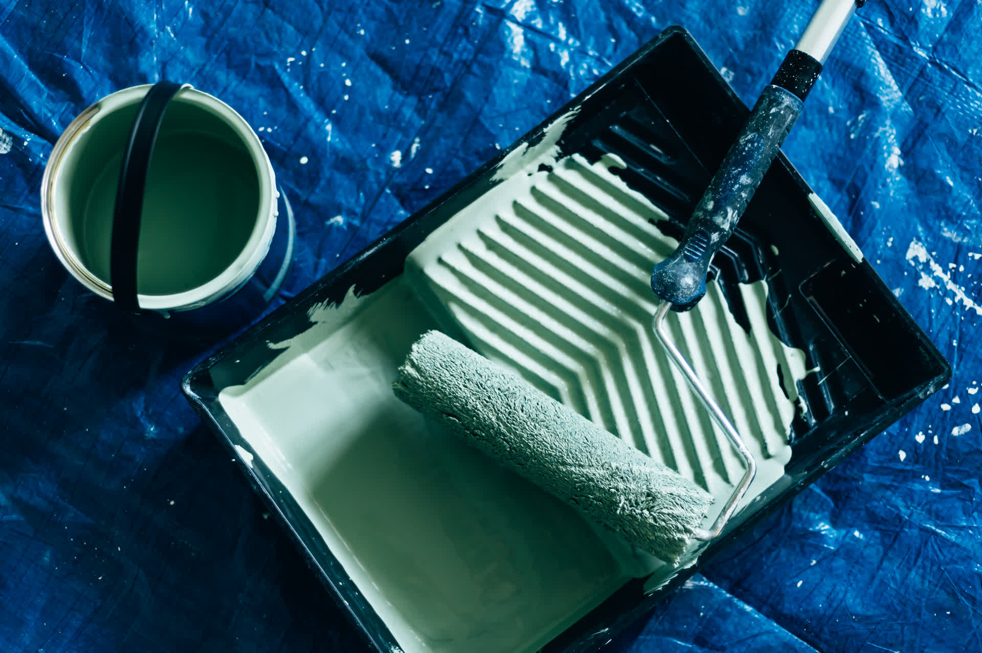 Paint supplies used for exterior home improvement projects