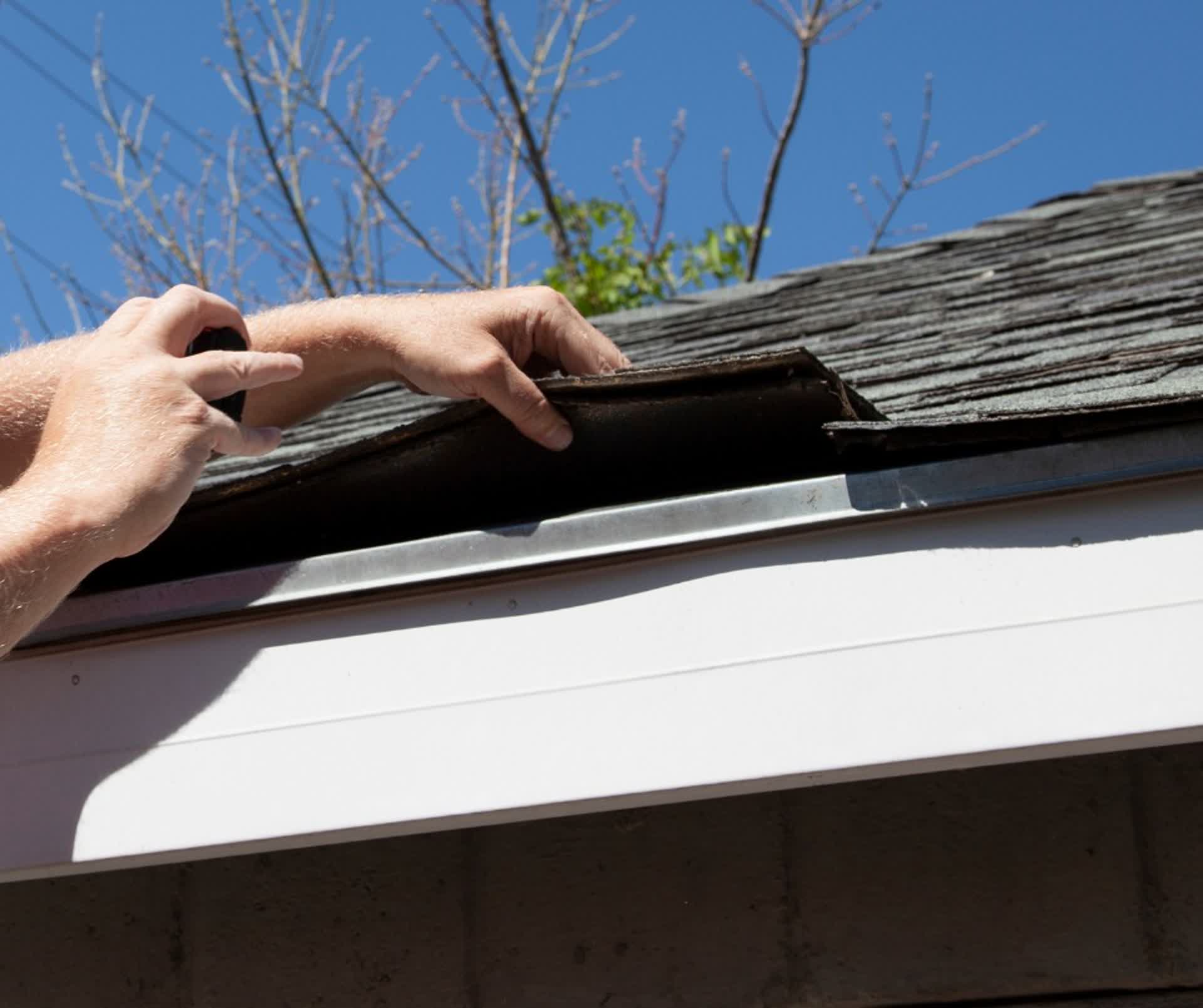 Close-up of roof edge showing preventative maintenance